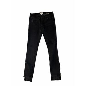 Frame Denim Jeans Black Skinny Hi Low Distressed Zipper Stretchy Size 29 / 8